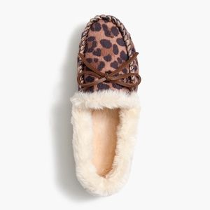 J. Crew Leopard calf hair moccasin slippers NEW size 7